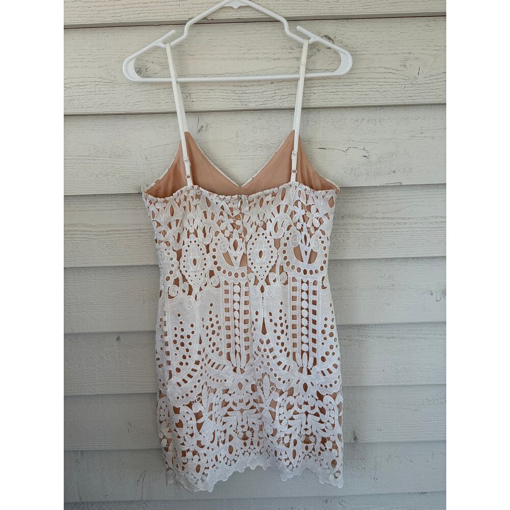Lulus White Lace Mini Dress Sleeveless Spaghetti Strap Boho Size M - Picture 7 of 7